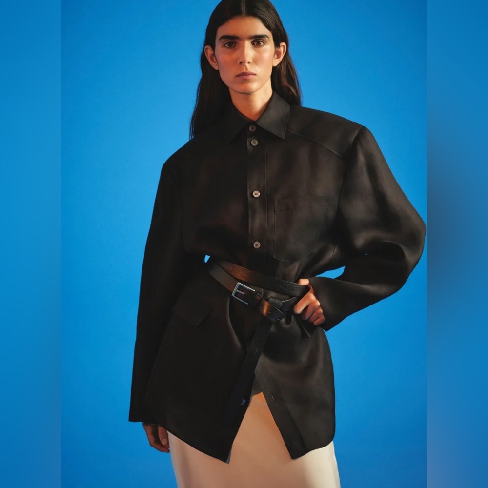 Zara Icons Long Belted Shirt 100% Silk